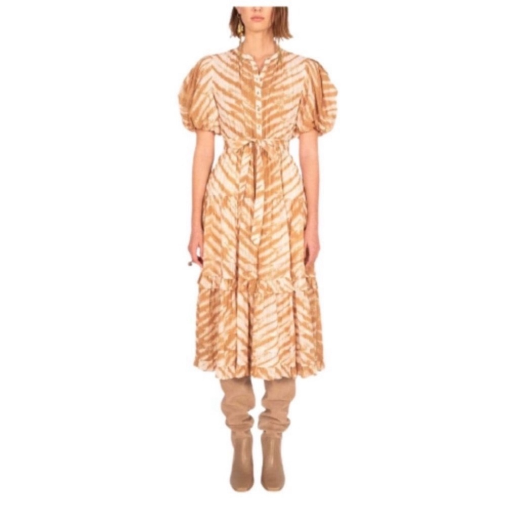 ULLA JOHNSON Magdalena Midi Dress Sand Sz 12